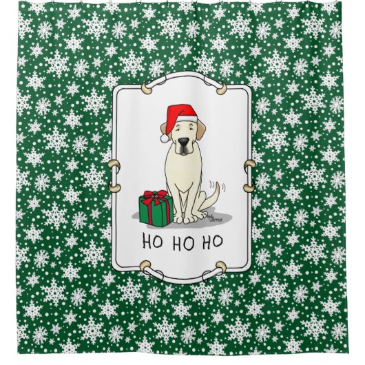 クリスマスサンタイエローラブラドールリトリエバーキュート シャワーカーテン (正面)