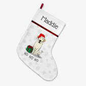 クリスマスサンタイエローラブラドールリトリエバーキュート ラージクリスマスストッキング (正面 (吊り時))