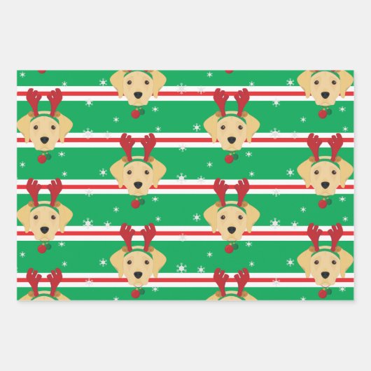 クリスマスサンタイエローラブラドールレトリエバードッグ ラッピングペーパーシート (正面3)