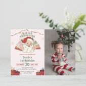 クリスマスサンタウィンターオネダーランド誕生日写真 招待状 (スタンド正面)