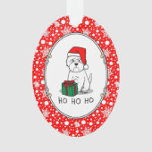クリスマスサンタウエストハイランドホワイトテリアウェスティー オーナメント (正面)