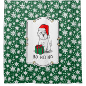 クリスマスサンタウエストハイランドホワイトテリアウェスティー シャワーカーテン (正面)