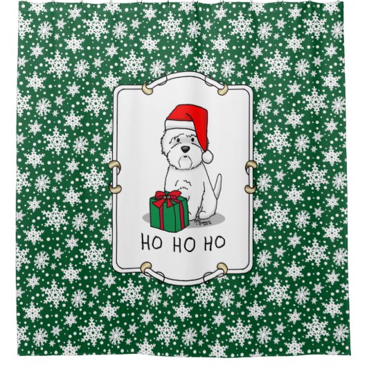 クリスマスサンタウエストハイランドホワイトテリアウェスティー シャワーカーテン (正面)