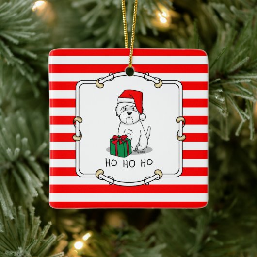 クリスマスサンタウエストハイランドホワイトテリアウェスティー セラミックオーナメント (ツリー)