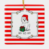 クリスマスサンタウエストハイランドホワイトテリアウェスティー セラミックオーナメント (正面)