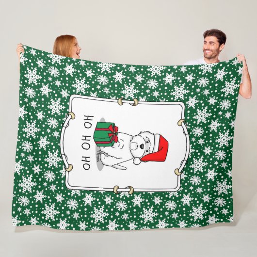 クリスマスサンタウエストハイランドホワイトテリアウェスティー フリースブランケット (インサイチュ)