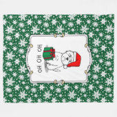 クリスマスサンタウエストハイランドホワイトテリアウェスティー フリースブランケット (正面(横))