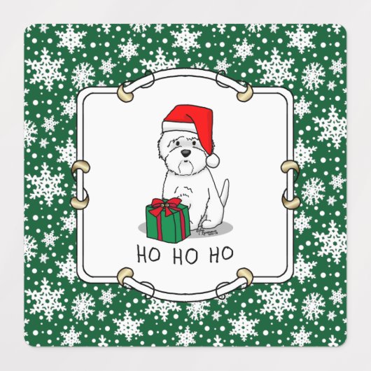 クリスマスサンタウエストハイランドホワイトテリアウェスティー ラベル (デザイン1)