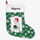 クリスマスサンタウエストハイランドホワイトテリアウェスティー ラージクリスマスストッキング (正面)
