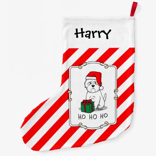 クリスマスサンタウエストハイランドホワイトテリアウェスティー ラージクリスマスストッキング (裏面)