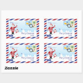 クリスマスサンタエアメール封筒 長方形シール (シート)