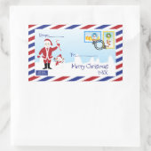 クリスマスサンタエアメール封筒 長方形シール (バッグ)