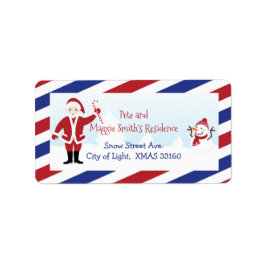 クリスマスサンタエアメール差出人住所ラベル ラベル