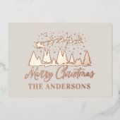 クリスマスサンタエレガントク伝統的クリーム 箔シーズンカード (正面)