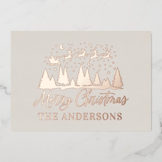 クリスマスサンタエレガントク伝統的クリーム 箔シーズンカード (正面)