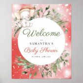 クリスマスサンタエレファントベビーシャワーウェルカムサイン ポスター (正面)