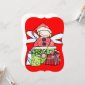 クリスマスサンタエンジェルフラットグリーティングカード カード (正面/裏面インサイチュ)