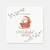 クリスマスサンタオネダーフルファースト誕生日ナプキンス スタンダードカクテルナプキン (正面)