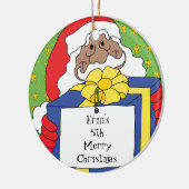 クリスマスサンタオブカラープレゼント セラミックオーナメント (左)