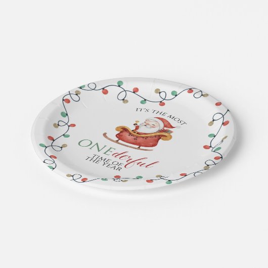 クリスマスサンタオンダーフルファースト誕生日 ペーパープレート