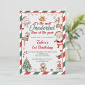 クリスマスサンタオンダーフル1歳の誕生日 招待状 (スタンド正面)