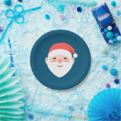 クリスマスサンタオンブルー ペーパープレート (パーティー)