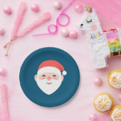 クリスマスサンタオンブルー ペーパープレート (パーティー)