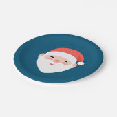 クリスマスサンタオンブルー ペーパープレート (アングル)