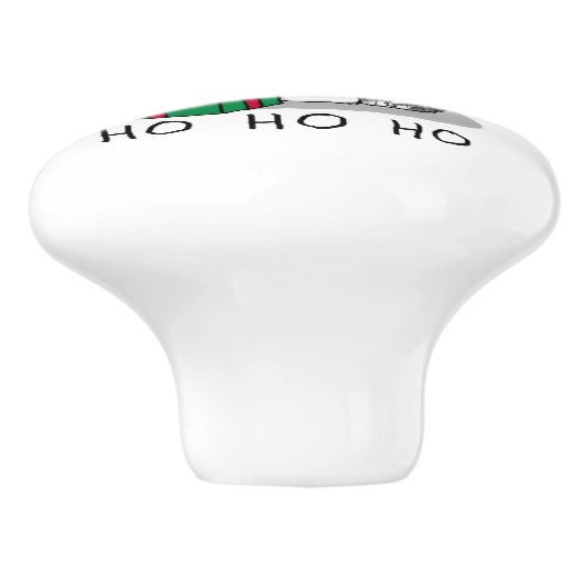 クリスマスサンタオールド英語シェプドッグ(グレー1)かわいい セラミックノブ (側面)