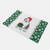 クリスマスサンタオールド英語シェプドッグ（グレー1）かわいい ドアマット (アングル)