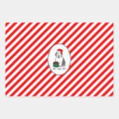 クリスマスサンタオールド英語シェプドッグ（グレー1）かわいい ラッピングペーパーシート (正面3)