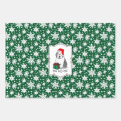 クリスマスサンタオールド英語シェプドッグ（グレー1）かわいい ラッピングペーパーシート (正面)