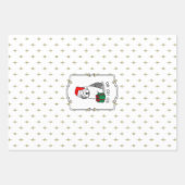 クリスマスサンタオールド英語シェプドッグ（グレー1）かわいい ラッピングペーパーシート (正面3)