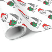 クリスマスサンタオールド英語シェプドッグ（グレー1）かわいい ラッピングペーパー (ロールコーナー)