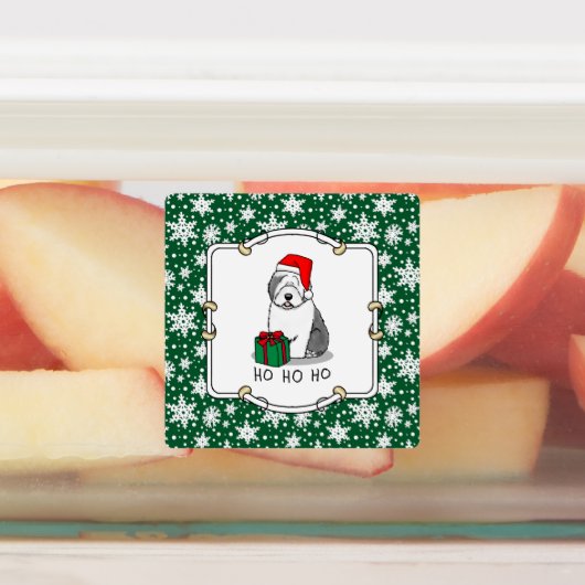 クリスマスサンタオールド英語シェプドッグ(グレー1)かわいい ラベル (貼付)