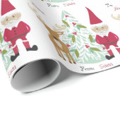 クリスマスサンタカスタムトナカイの名前と名前 ラッピングペーパー (ロールコーナー)