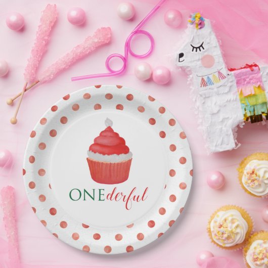 クリスマスサンタカップケーキファースト誕生日紙プレート ペーパープレート (パーティー)