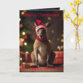 クリスマスサンタカンガルー、クリスマスカード カード (黄色い花)