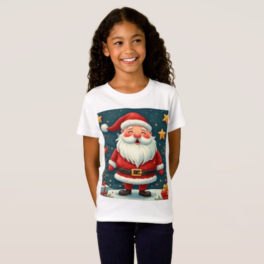クリスマスサンタガールズTシャツ Tシャツ (正面フル)