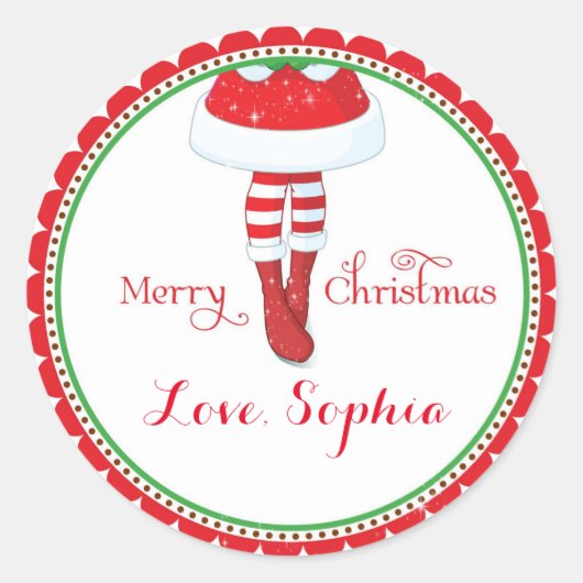 クリスマスサンタガール好意グディーバッグシール ラウンドシール (正面)