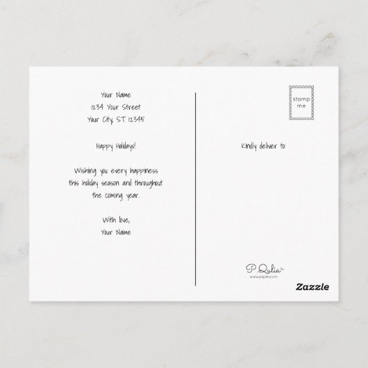 クリスマスサンタガール猫かわいいおもしろい漫画 ポストカード (裏面)