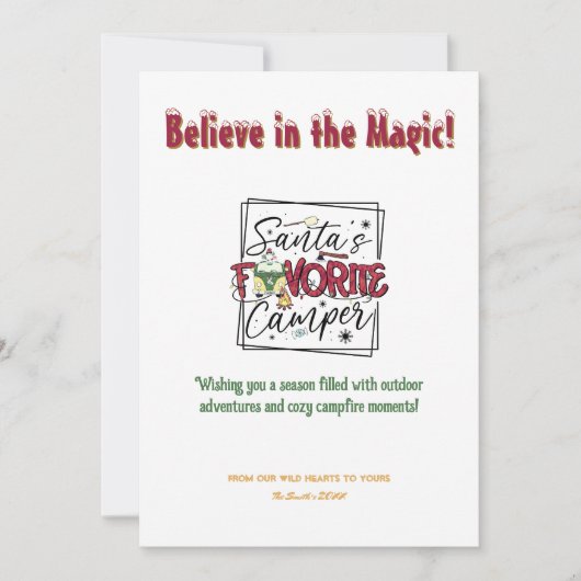 クリスマスサンタキャンパーキャンピングアウトドアアドベンチャー シーズンカード (正面)