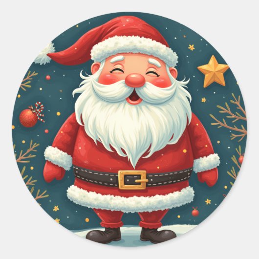 クリスマスサンタギフトラッピングシール ラウンドシール (正面)