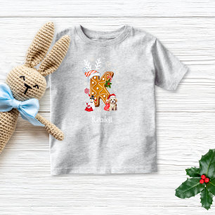 クリスマスサンタギンガーブレッドの名前の手紙Kボーイ トドラーTシャツ