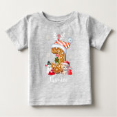 クリスマスサンタギンガーブレッドの名前レターJガール ベビーTシャツ (正面)