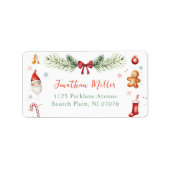 クリスマスサンタギンガーブレッドホリデー差出人住所 ラベル (正面)