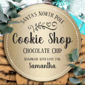 クリスマスサンタクッキーショップカスタムのお子様の名前 ラウンドシール
