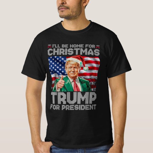 クリスマスサンタクリスマスの家におもしろい帰る Tシャツ (正面)