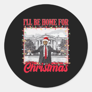クリスマスサンタクリスマスパジャマの家おもしろいに帰る ラウンドシール