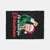 クリスマスサンタクロースおもしろいトランプ フリースブランケット (正面(横))